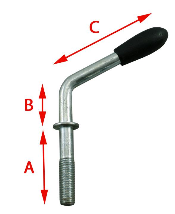 Maße am Knebel für Stützradhalter