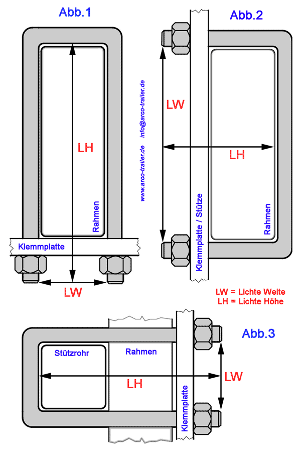U-Bolzen/Bügelschraube - M10 - 50x43 mm - Gewindelänge: 35 mm - Anhängershop